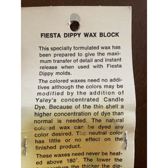 Vintage Fiesta Dippy Wax Block 70/79 Green 2.5oz 1972 Prop. - Picture 4 of 8